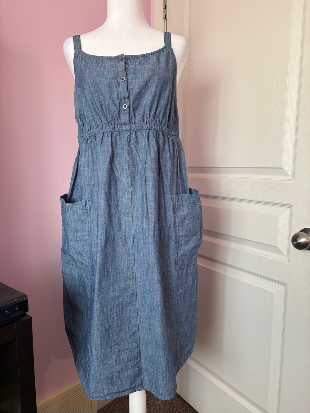 Old Navy Blue Chambray Maternity Dress